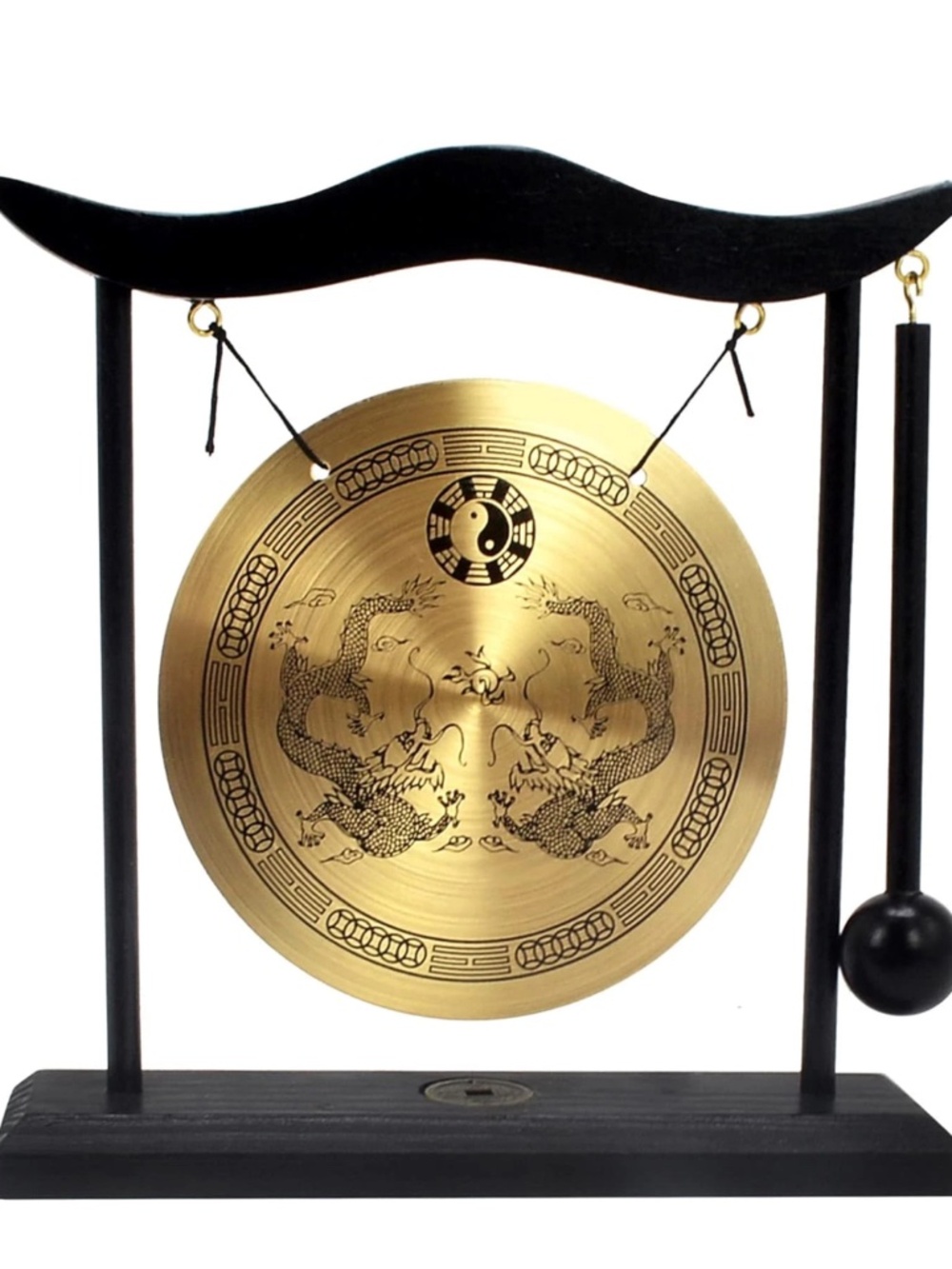Feng Shui Zen Art Brass Gong with Wooden Stand